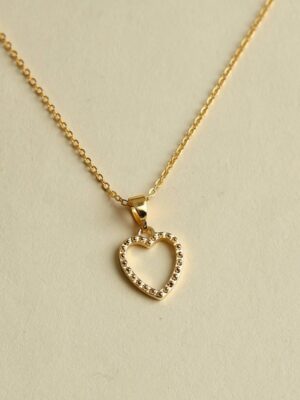 Beaded Outline Open Heart Necklace