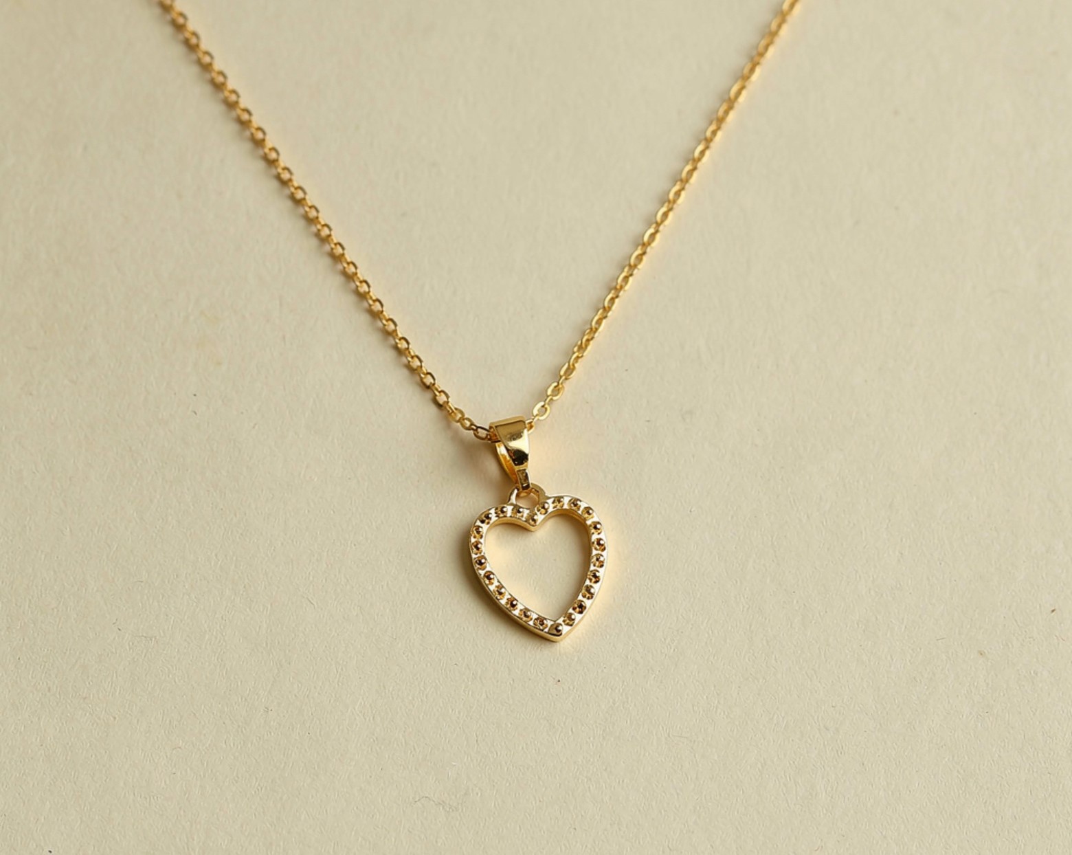 Beaded Outline Open Heart Necklace Beaded Outline Open Heart Necklace