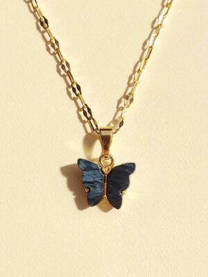 Charcoal Butterfly Pendant Necklace