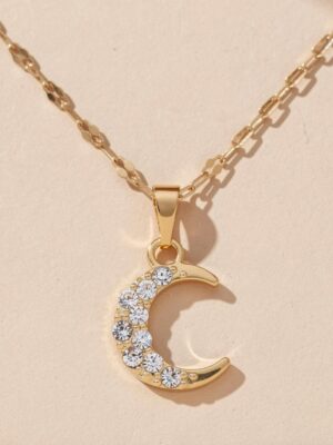 Classic Pave Crescent Moon Necklace