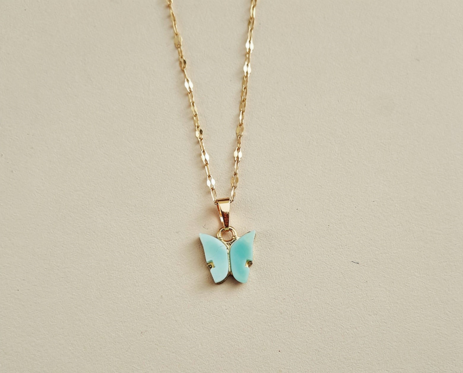 Marble Mint Butterfly Necklace