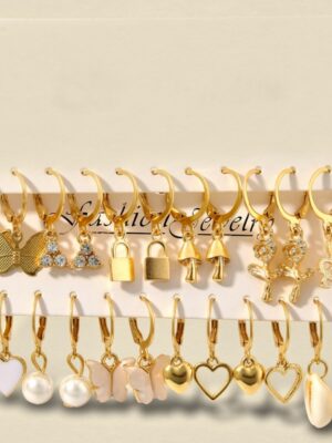 Multi-Pack Gold Charm Hoop Earring Set