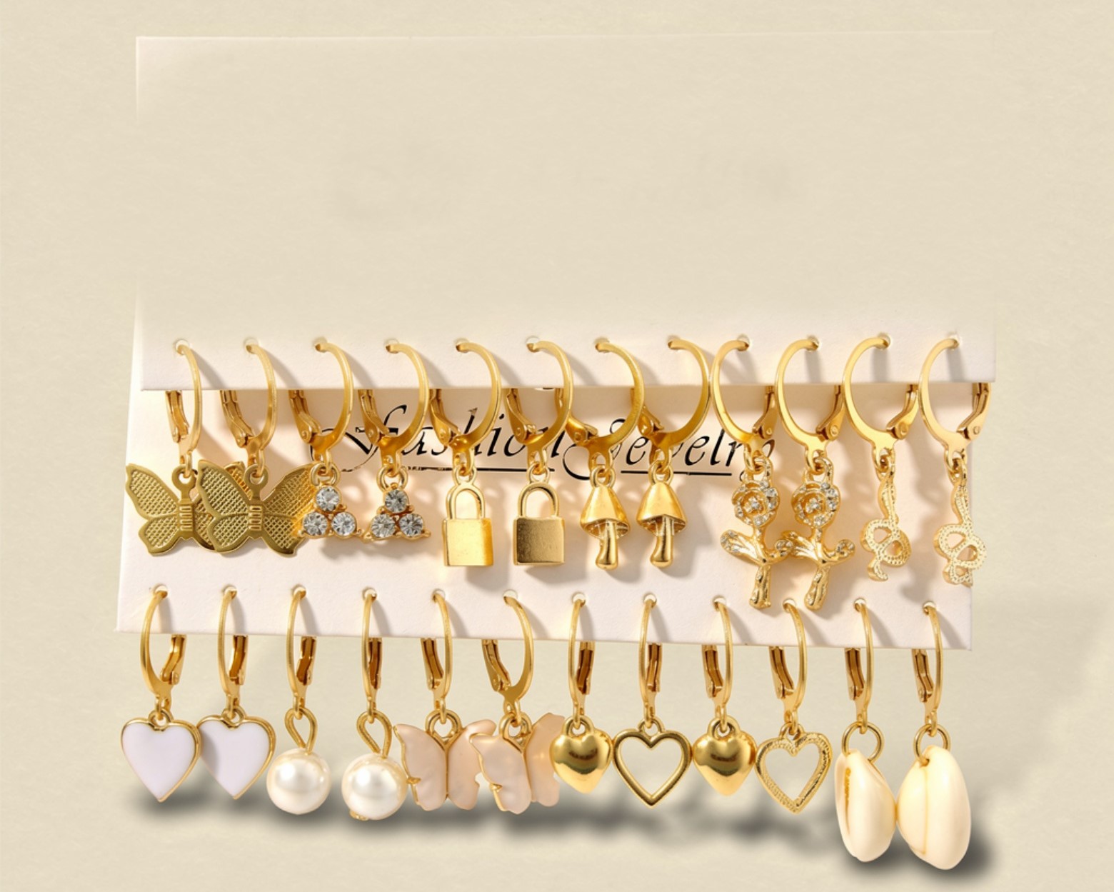 Multi-Pack Gold Charm Hoop Earring Set