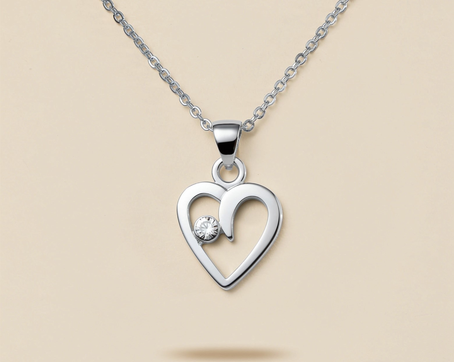 Open Heart Solitaire Pendant Necklace Open Heart Solitaire Pendant Necklace