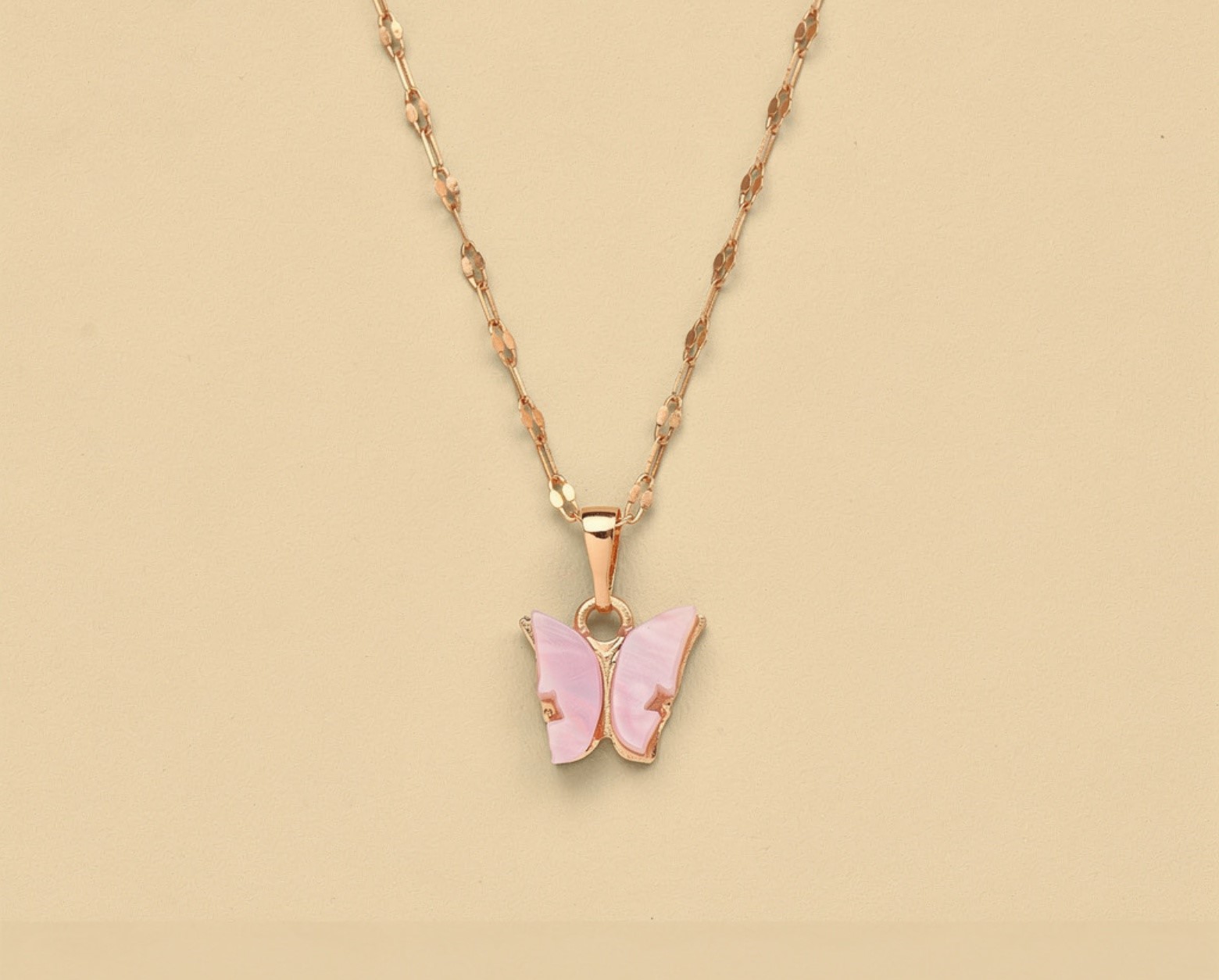 Pearl Pink Butterfly Necklace Pearl Pink Butterfly Necklace