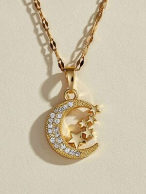 Starry Night Crescent Moon Necklace