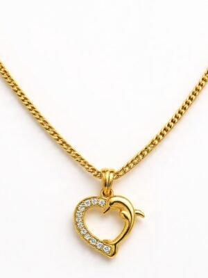 The Ocean Wave Dolphin Heart Necklace